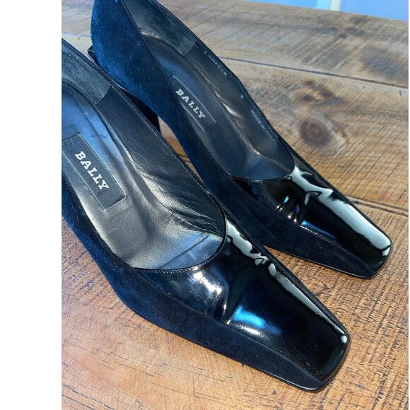 Womens BALLY Black Patent Felt Square Toe Made In Italy Dress‎ High Heels 7.5 - Picture 10 of 10